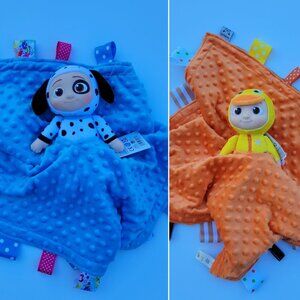 Double plush set Minky security Blanket for kids 21 x 21